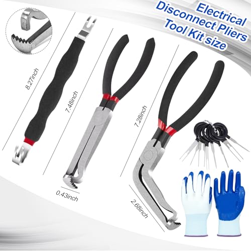 (5Pcs) Electrical Disconnect Pliers for Cars 60 Degree Automotive Electrical Connector fuel line disconnect Tool Set with Clip Removal Tool Hose Separator Wire Plug Clip Sensor Pliers