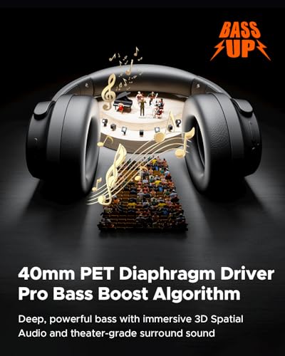 Truefree HF10 Hybrid Active Noise Cancelling Headphones, Wireless Over Ear Bluetooth 6.0 ANC Headset, 125 Hours Playtime, Spatial Audio, Deep Bass, App Custom EQ, Dual Connection, Comfort Fit Ear Cups - Image 4