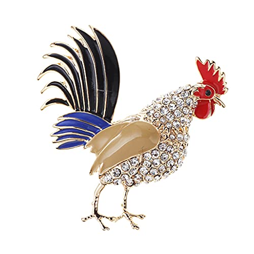 kowaku Broche de Galo Strass Lutador de Galo Broche de Aniversário Do Zodíaco