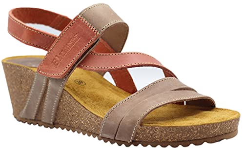 BluSandal 4325 Sandalias Piel Bio Suela en Cuña y Corcho Natural Fabricado en España Mujer (Teja, 38) Cover