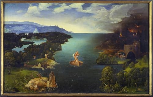 XcBAIHOUD Pinturas Famosas Abstracto Cuadro Pinturas Murales il Passaggio dello Stige Caronte sulla sua barca negli Inferi di Joachim Patinir para Regalo 60x90cm