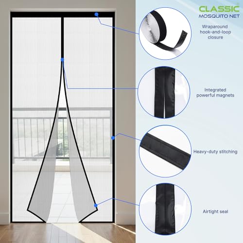 Image of AC Curtain Magnetic by Classic Mosquito Net|Thermal Insulated Screen|Translucent Ribbed Design|Insect,Pest,Pollen & Pollution Control|Privacy&Dust Shield for Door & Home,Energy Saving(Size 200x100cm)