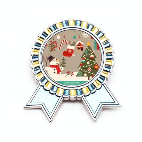Broche bonhomme de neige Merry Christmas en métal taille M pour accessoire de fête