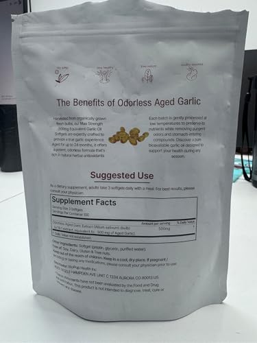 ELARE Aged Garlic Extract - Odorless Per Servings, Potent Antioxidant Supplement, Immune Support, Vegetarian, All-Natural, Non-GMO, 300 Softgels