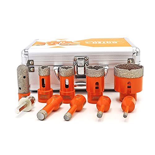 Diamond Core Drill Bits Set,BGTEC 10 Pieces Vacuum Brazed Hole Saw Kit for Porcelain Tile,Ceramic Granite Marble Stone Masonry Brick (6/8/10/14/20/25/32/50mm)