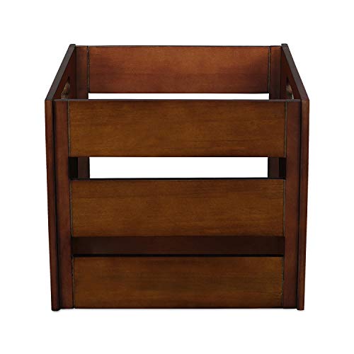 Image of Victrola Wooden Record Crate - Tabletop Vinyl Album Holder, No-Tool Assembly, Holds Over 50 Records, Real Wood Construction, Elegant Design (Espresso)