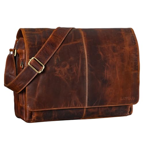 STILORD Alex Vintage Ledertasche Männer Frauen Businesstasche zum Umhängen 15,6 Zoll Laptoptasche Aktentasche Unitasche Umhängetasche Leder Farbe:florida - braun