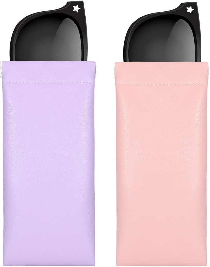 2PCS Portable Eyeglass Pouch Sunglass Goggles Case for Woman with Cleaning Cloth