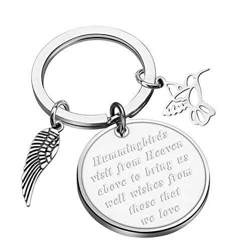 HOLLP Hummingbird Keychain Free Bird Jewelry Humming Bird Lover Keyring Gift for My Love Wishes Jewelry Hope Gift (Silver Round Carving Keychain)