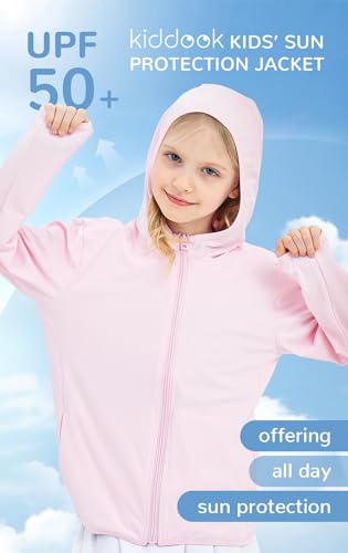 Image of Girls Active Sun Protection Jacket Zipper Hooded Cooling Shirt 3-12Years