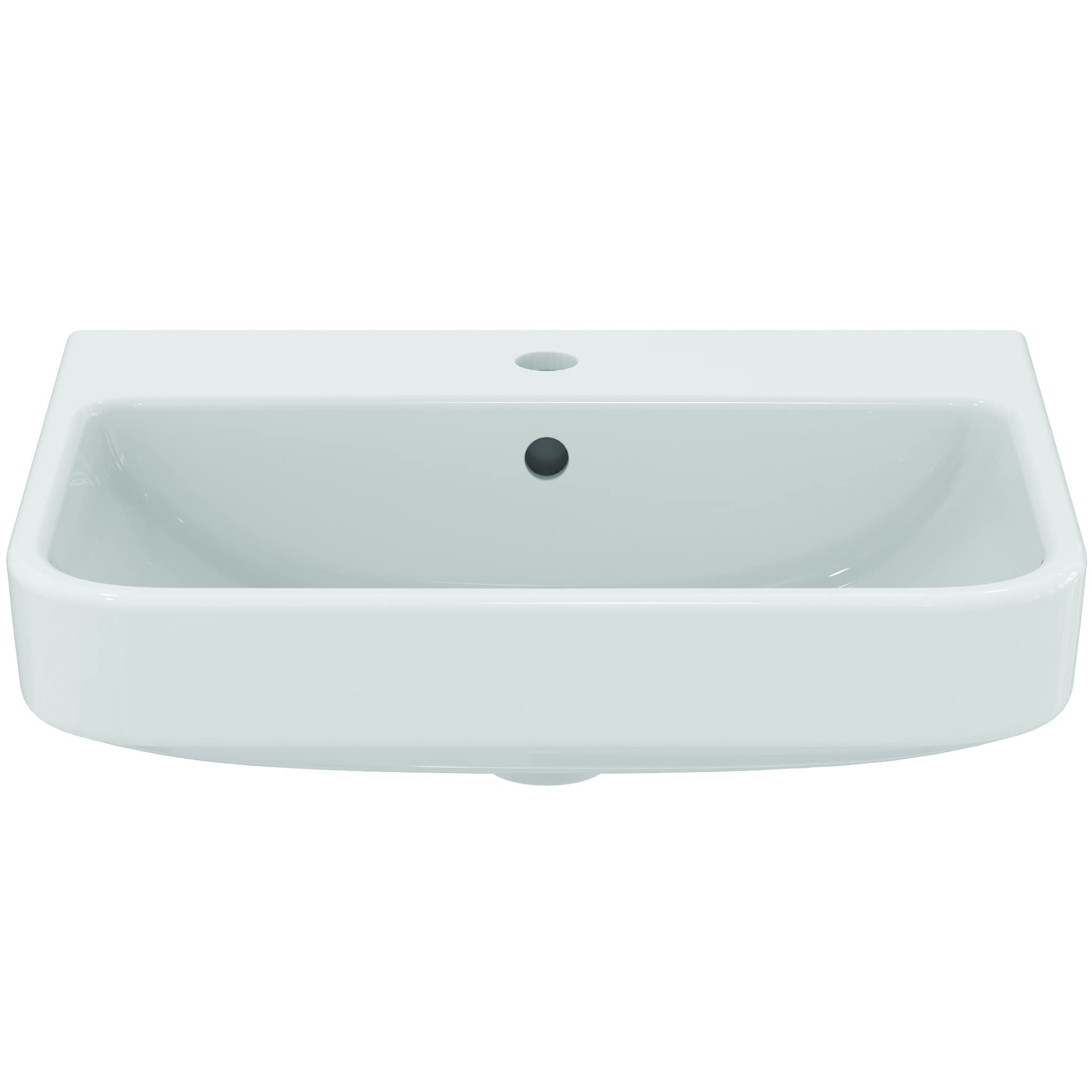 Ideal Standard - i.life B Lavabo da 55 cm con foro centrale per la rubinetteria aperto e foro del troppopieno. Colonna, semicolonna e sifone d'arredo da acquistare separatamente. Bianco