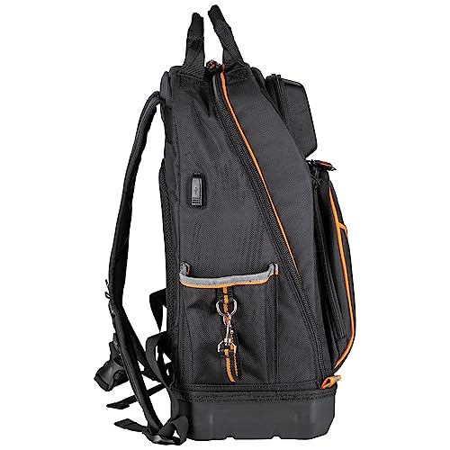 Klein Tools 62800BP Backpack Tool Bag, Tradesman Pro Extra-Large 40-Pocket Electrician Jobsite Backpack with Molded Bottom, Charging Port by KLEIN TOOLS - Image 6