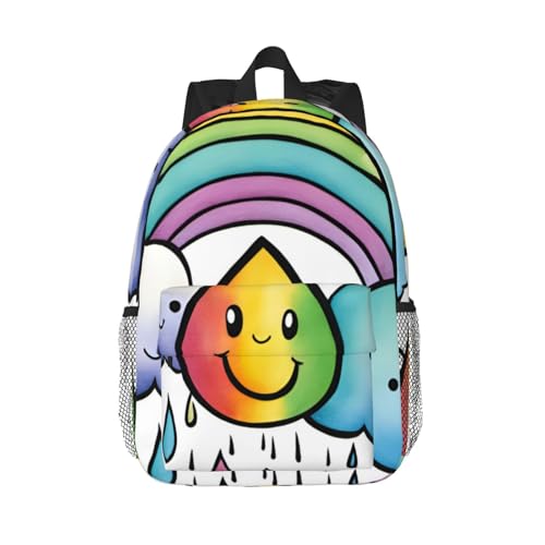 NBAGHPQ Rainbow Clouds Raindrop 1 Stampa Funzionalità Zaino Scuola Impermeabile Viaggi College Facile da Trasportare Convenienza