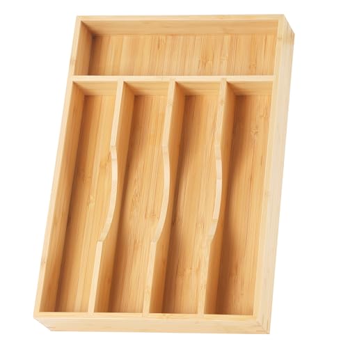 Bamboo Drawer Organizer For Silverware & Utensils Black Finish (Expand