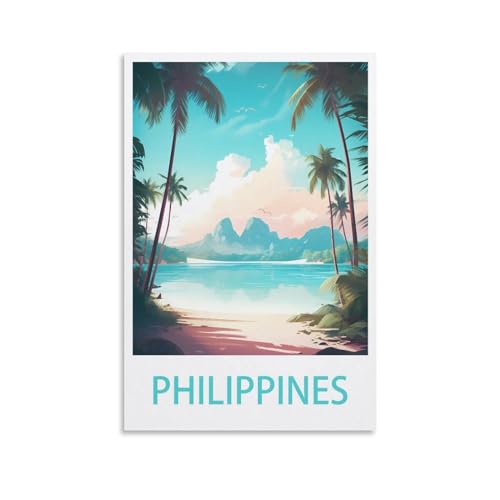 HXHNFERR Poster de voyage vintage des Philippines - 20 x 30 cm - Affiches murales et images d'art - Peintures pour décoration de chambre à coucher