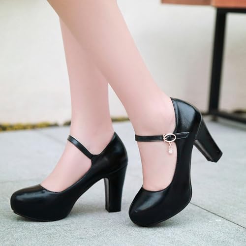 Womens Round Toe Platform Shoes Elegant High Heels4