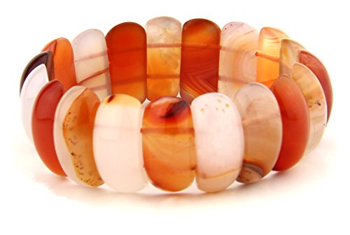 Handmade Large Natural Carnelian 23 X 12Mm Beads Lucky Gemstone Stretchy Bracelet Fits Wrist 5 To 8 Inch #TOP3