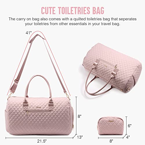 Lovevook Travel Duffle Bag, Weekender Bag For Women With Toiletry Bag, Carry On Overnight Bag With Shoe Compartment, Gym Duffel Bag With Wet Pocket, Mommy Hospital Bags For Labor And Delivery Pink #TOP1