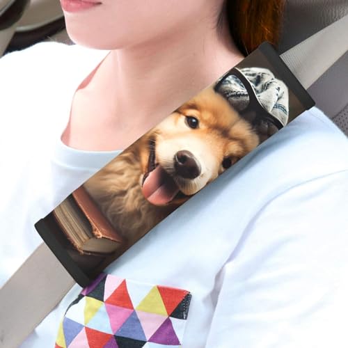 QMNSEHF 2 cuscinetti universali per cinture di sicurezza auto, copertura per cintura di sicurezza per auto, divertenti cuscinetti per imbracatura per cani, accessori per interni dell'auto