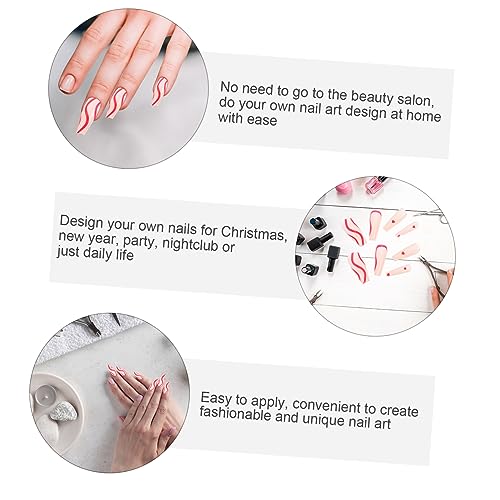 FRCOLOR 24 Peças Usando Unhas Postiças Postiças Decoradas Francesas Adesivo De Unha Francês Wearable