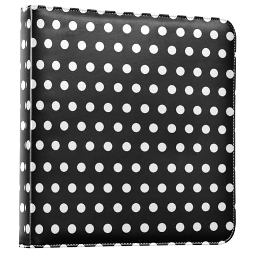 Álbum de Fotos Scrapbook Autoadhesivo DIY con Puntos Blancos y Negros, Encuadernación de 3 Anillos, 40 Páginas, 8x10 para Memorias miniatura 1