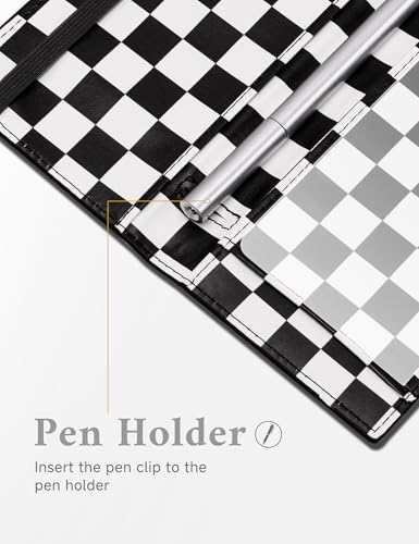 Image of Zreal Checkbook Cover for Men & Women Snakeskin Pattern, Black White Checkered, 7 x 3.7 x 0.2 inches, Minimalist