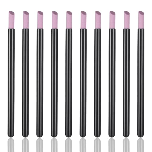 10Pcs Round Pumice Stone Sanding Nail File, Washable Cuticle Remover Stone Scrub, Nail Buffer Pen File for Under Nails, Ceramic Manicure Pedicure Tool for Acrylic Nails Dead Skin Repair