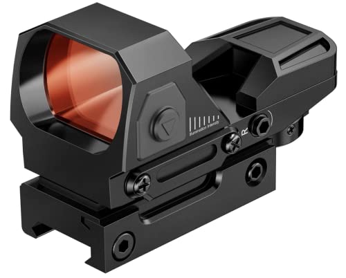 TREYTECH ZENITH 1X22X33 Airsoft Red Dot Gun Sight Scope Reflex Sight With 20mm Rail Attachment (Black, White Zenith with batteries)