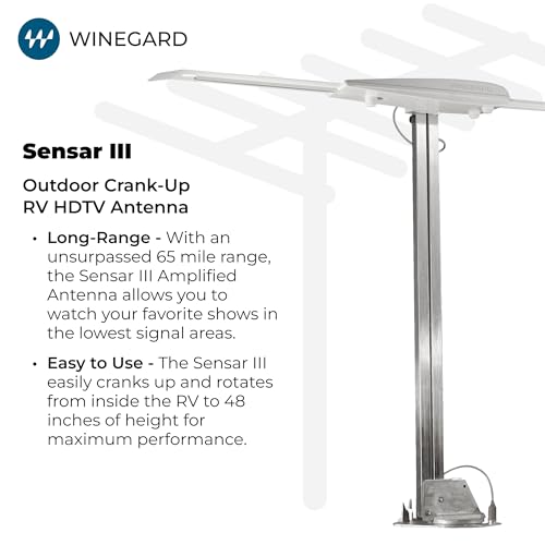 Winegard RV-3095 Sensar III Batwing Amplified RV TV Antenna (VHF/UHF, Digital, 4K Ready, 55 Mile Range), Light Gray by Winegard - Image 3