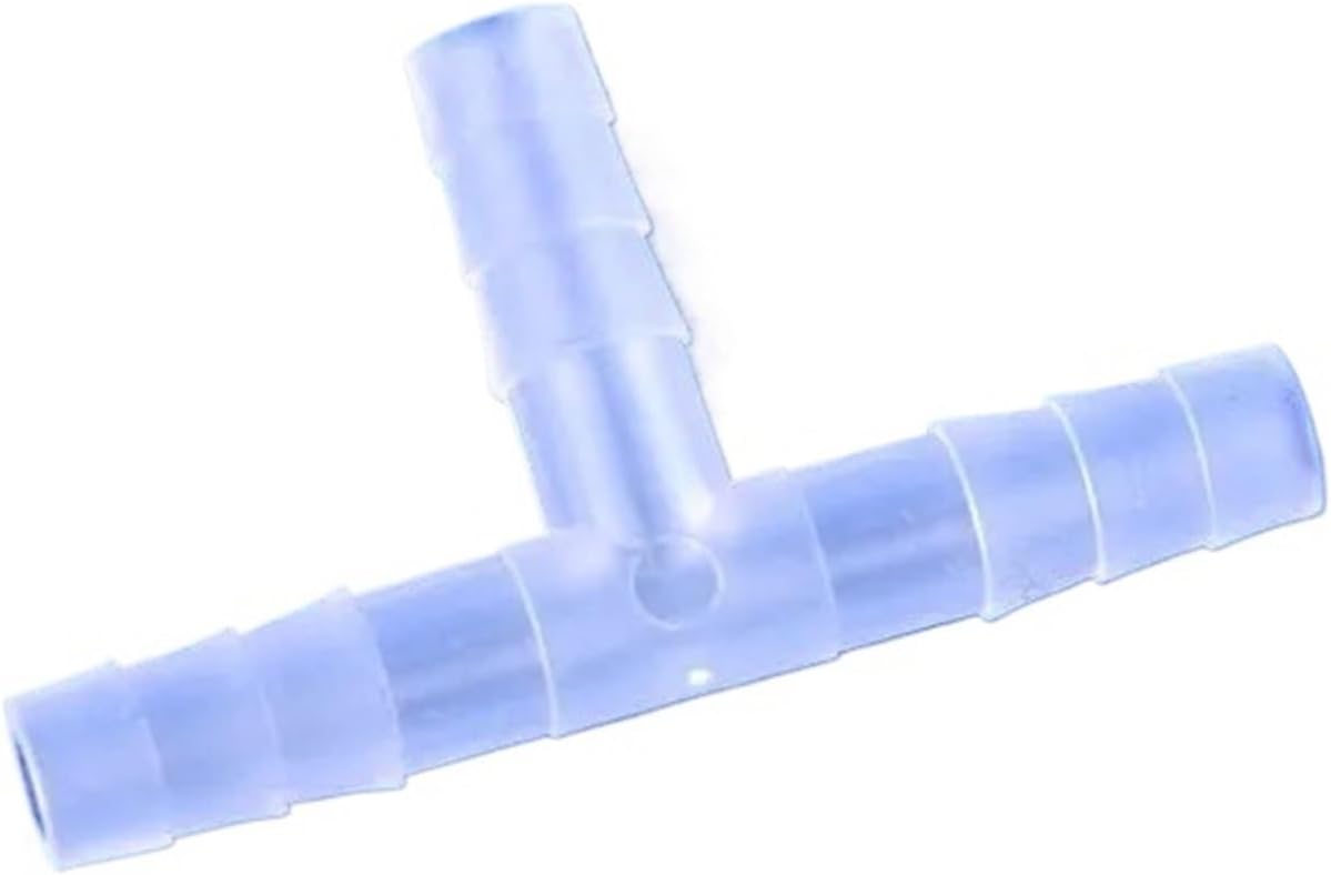 2.1~9.2mm PP Tee Connector Aquarium Tank Water Pump Hose Joint Pagoda Interface Equal Dia Three-way Irrigation T Connectors(8mm,200 Pieces)