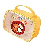 Neceser de viaje de gran capacidad con cremallera transparente para artículos de aseo personal, organizador de accesorios de aseo de viaje con asa, Amarillo, Single bag, Mass Beauty