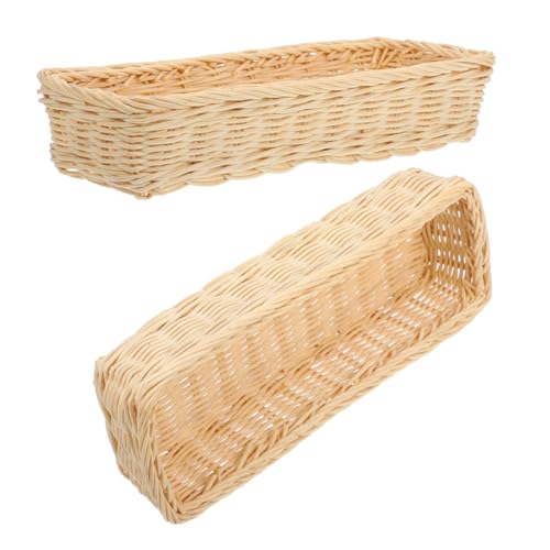BATHVEVE 2Piezas Cesta De Cubiertos De Mimbre Cesta De Utensilios Tejida Para Almacenamiento De Cubiertos Soporte Para Cucharas y Tenedores Para Cocina y Comedores