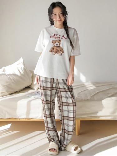 Image of KSHS Printed Round Neck Short Sleeve Nightsuit Set | Pajama Set | Casual Night Dress for Women