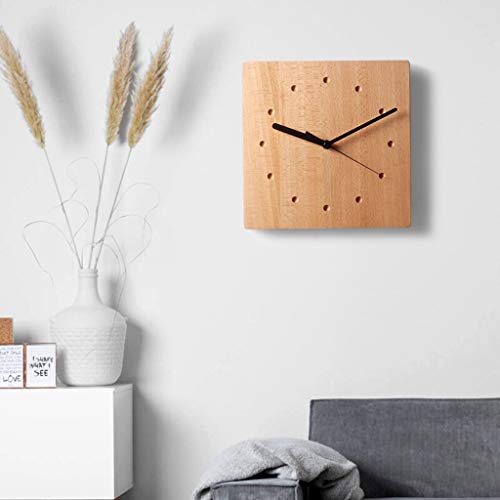 Wall Clock Non Ticking Battery Operated Living Room Decor Square Modern Simple Decorative Beech Silent Bedroom Kitchen Wood Quartz Clocks #TOP5