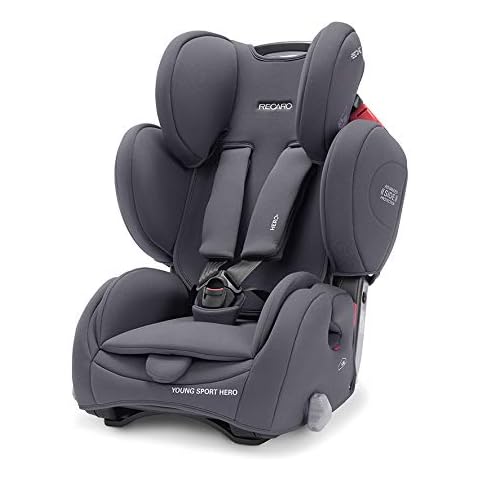 RECARO Young Sport Hero Car Seat, Grey | Group 1/2/3 (9-36kg or 1-12yrs), Universal Installation, Reclining, Patented Hero Safety System Cover