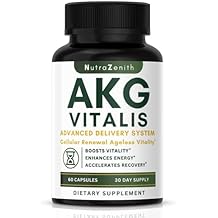 AKG Anti-Aging & Energy Boost Supplement with Vitamin B6, Vitamin C & L-Arginine 60 Capsules for Youthful Skin, Cellular Renewal & Vitality Support