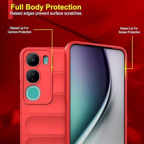 Image of amazon basics Back Case Cover for Vivo Y300 5G | Compatible for Vivo Y300 5G Back Cover | Liquid Silicon Magic Case with Camera Protection | Red
