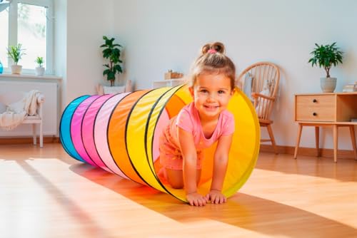 NUBUNI Kinder Tunnel XL 180 cm | Krabbeltunnel | Parcour Kinder Indoor Outdoor | Baby Klettern ab 1 Jahr | Kriechtunnel | Spieltunnel Kind | B (Bälle Nicht Enthalten)