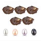 LGSY 5 ostras de perlas de arroz de 7 a 8 mm para regalo de joyería, color blanco, rosa, morado, negro, para fiesta de perlas