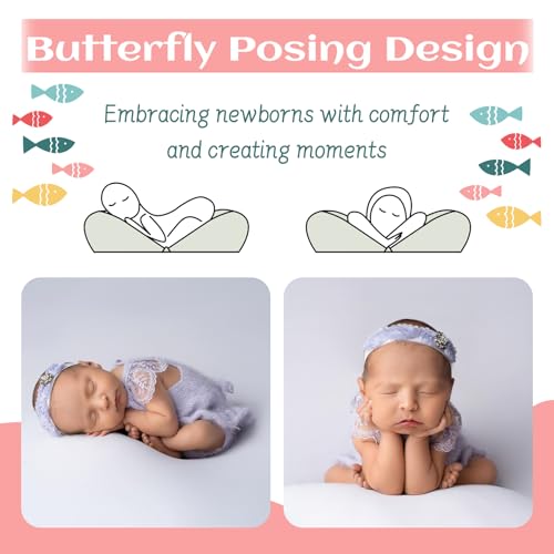 2PC Newborn Photography Butterfly Posing Pillow Basket Filler & Positioner for Babies DIY Newborn Professional Photography Prop White by LYXIHAP - Image 3
