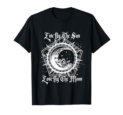 Live By The Sun Love By The Moon Wicca Lotus Occult Pagan Camiseta