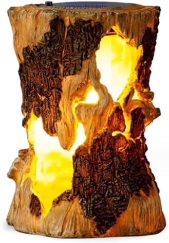 VEEKI Solar Lights Outdoor Garden,Waterproof Stump Outdoor Solar Lights with Flickering Fake Fire, Landscape Decorative Lights for Outdoor Garden Patio Decor (Warm), ‎VK-SZH-01