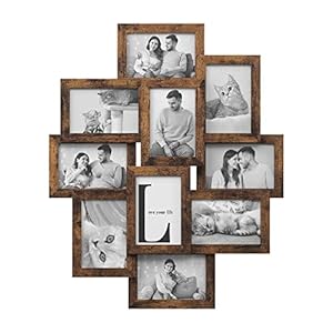 SONGMICS Collage Picture Frames 4×6 Picture Frames Collage for Wall Decor 10 Pack Photo Collage Frame for Gallery Multi Family Picture Frame Set Glass Front Assembly Required Rustic Brown