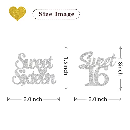 Monmon & Craft Sweet 16 Cupcake Toppers / Sweet Sixteen Birthday Cupcake Toppers / 16Th Birthday Anniversary Party Birthday Party Cupcake Decorations / Silver Glitter - 24Pcs #TOP2