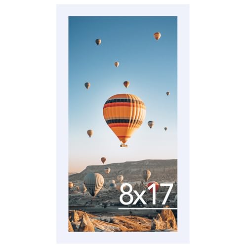Image of JCJMY 8x17 Picture Frame White for Poster Photo Picture, Horizontal and Vertical Formats for Wall Hanging, 8 x 17 Wall Gallery Poster Photo Frame for 8 by 17 Photos Posters, White