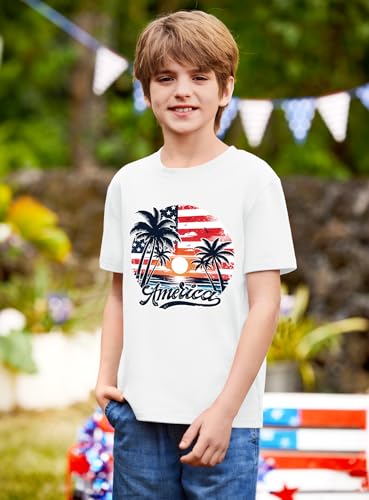 Image of BesserBay Unisex Kids July 4th Amarican Flag Top Patriotic Funny T-Shirt 6-14 Years