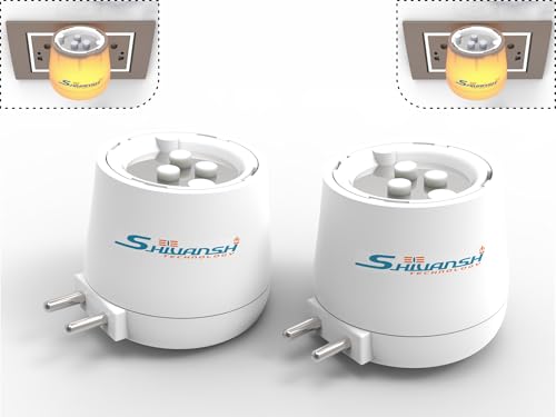 SHIVANSH TECHNOLOGY Multipurpose Special Grade Plastic Kapoor dani with Night lamp, Aroma Diffuser, Bakhoor dani, Incense Burner with Many Safety Features (Warm White Light Pack of 2)