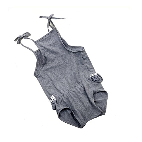 Stock Show Female Dog Diaper Dog Cute Summer Cotton Sanitary Pantie With Suspender Bathing Dress Jumpsuits Suspenders For Girl Dogs Puppy, Grey, S #TOP1
