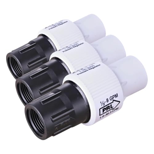 Raindrip 45100UB Pressure Regulator, 3/4-Inch FPT X 3/4-Inch FPT, 20 PSI, for Drip Irrigation Systems, Attach to Outdoor Faucet, Hose Bibb, Black (Pack of 3)
