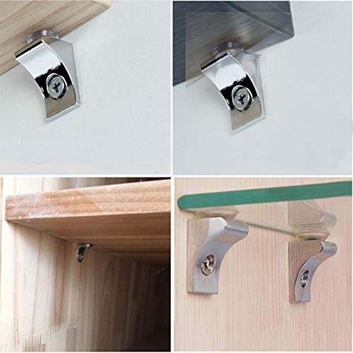 Glass Shelf Bracket, Tiberham 12 Pcs Zinc Alloy Polished Chrome Right Angle Shelf Support Fixing Clip With Suction Cup Base, Wall Mounted Glass Support Pegs Corner Brace Board Holder #TOP4
